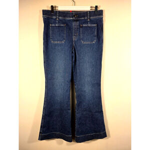 SPANX Cropped Wide Leg Pull On Jeans with Patch Pockets Size XL 20850Q Blue